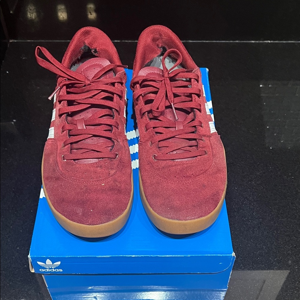 Adidas Men's Burgundy Sneakers with Gum Sole